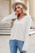 Ribbed Knit Bell Sleeve V-Neck Button Front Cardigan Sweater